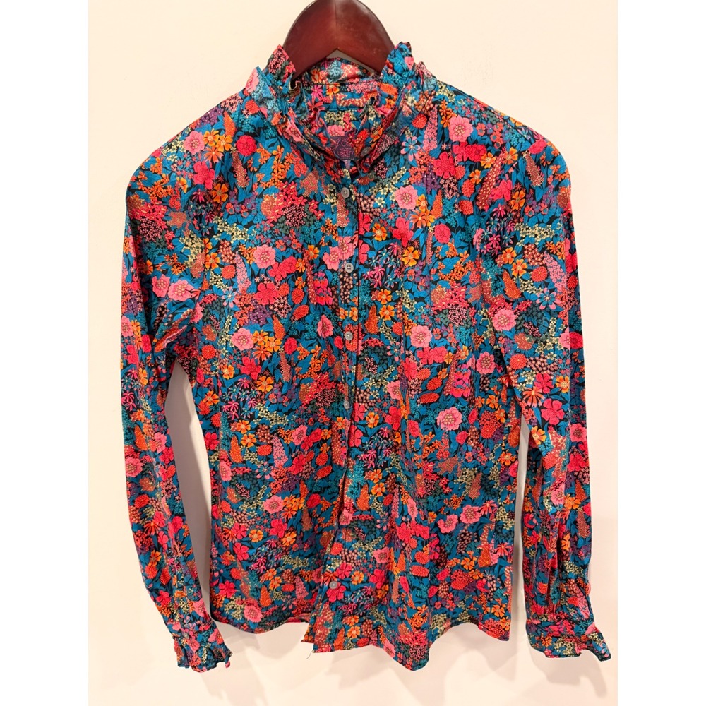 J. Crew Liberty Fabric Floral Button Front Blouse Size Small